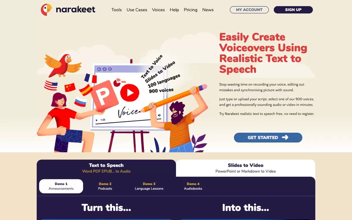 Narakeet website