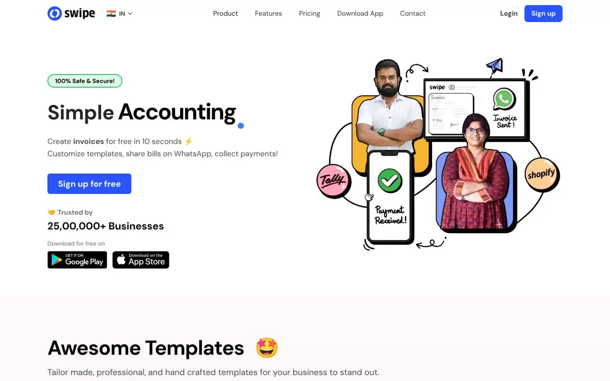 Swipe homepage for simple GST accounting, one of the best AI accounting tools