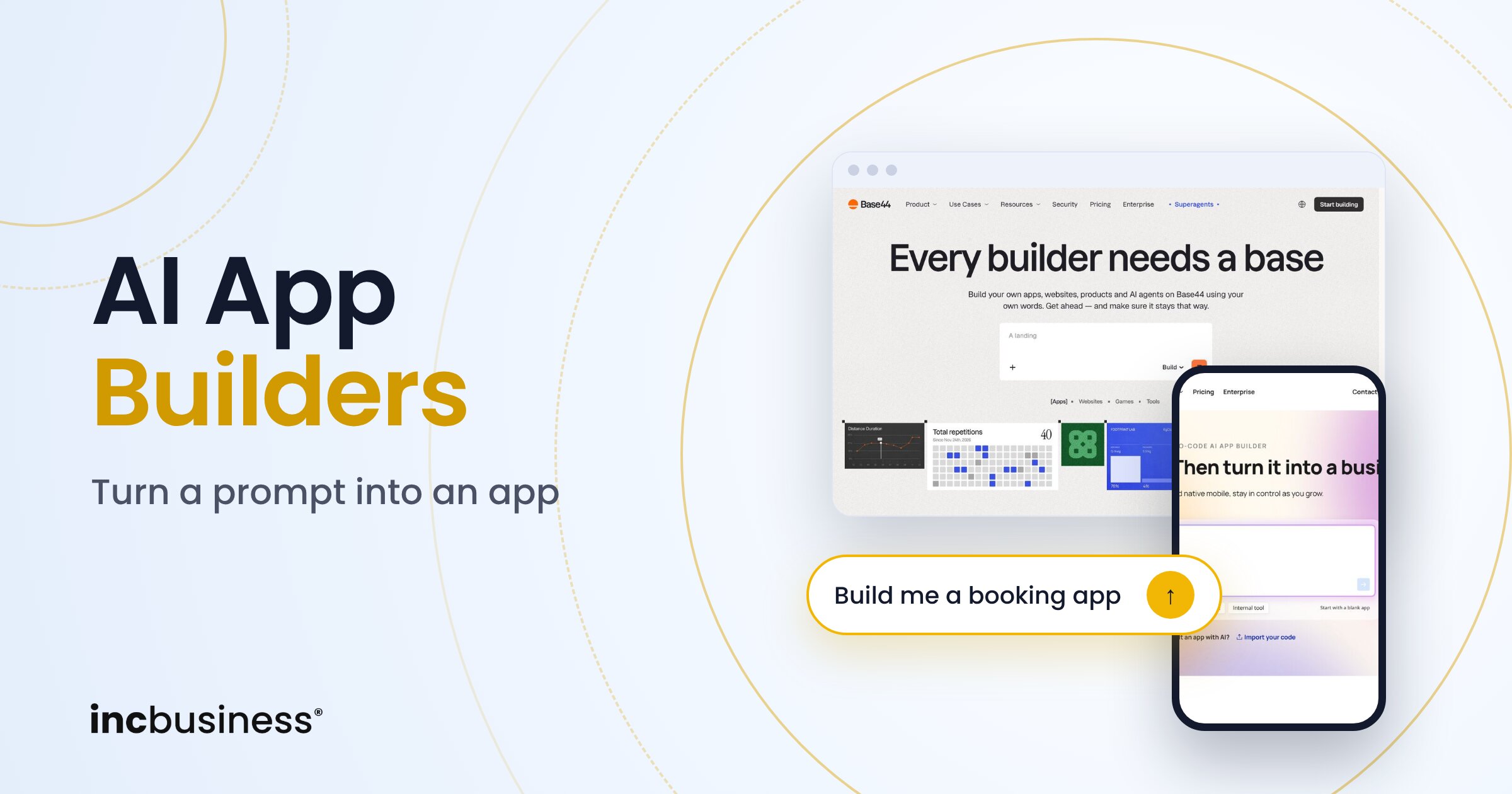 AI app builders cover showing a prompt box and app screens