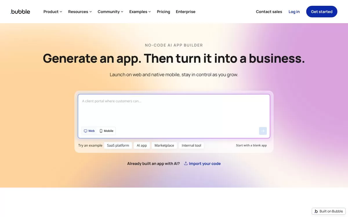 https://bubble.io/pricing, one of the best AI app builders