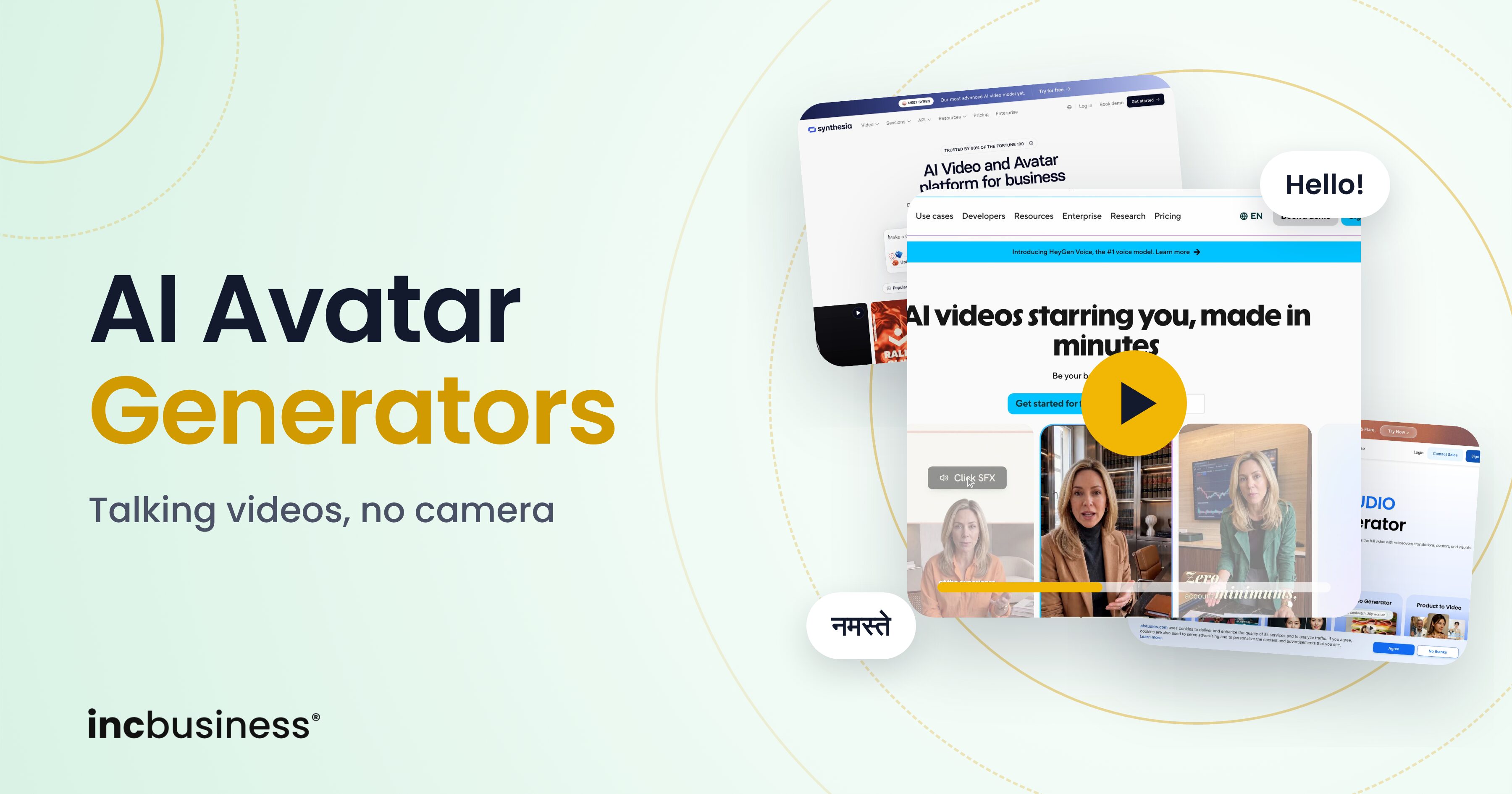 Cover showing AI avatar video generators with a video player and a Hindi greeting