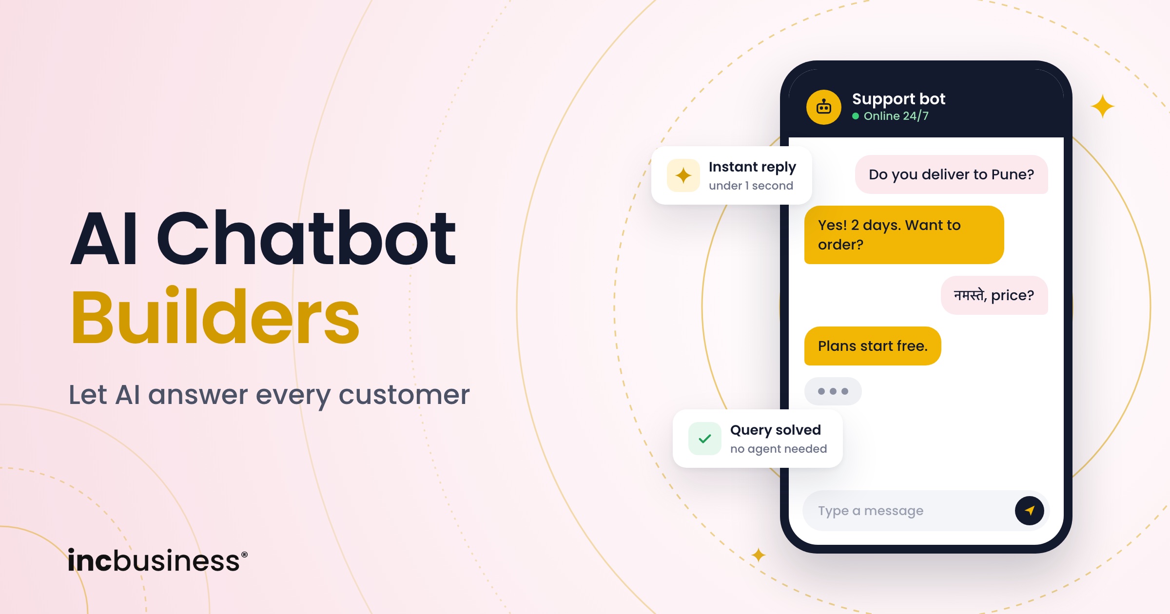 Chat window on a phone showing a bot answering customers, cover for the best AI chatbot builders