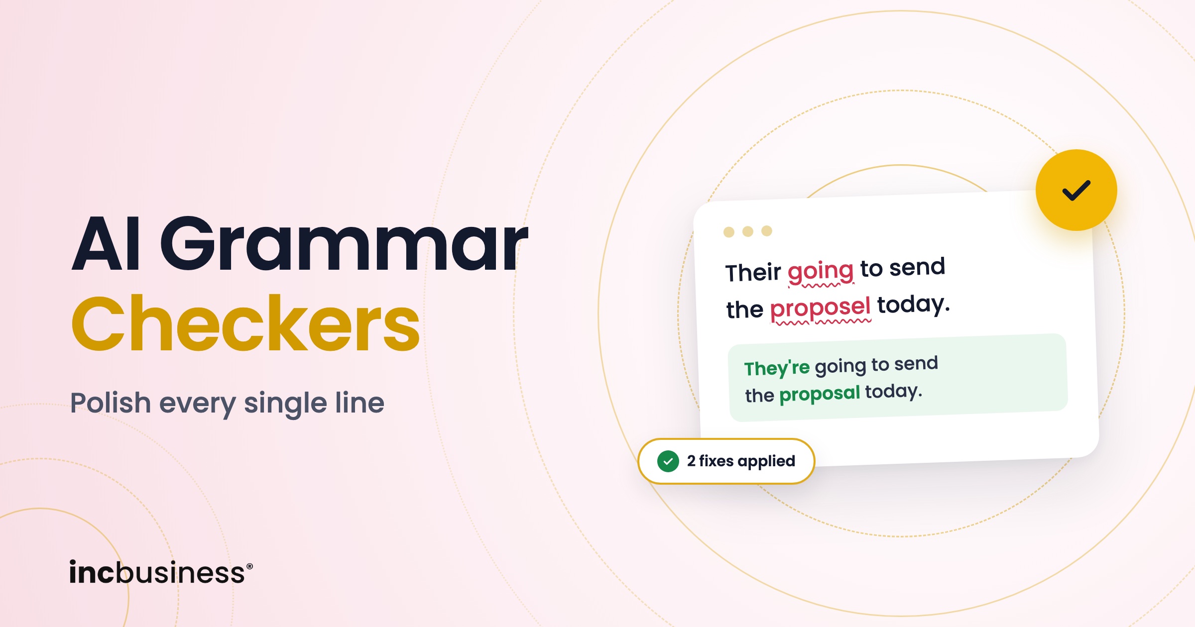 Cover for the guide to the best AI grammar checkers, showing a sentence being corrected