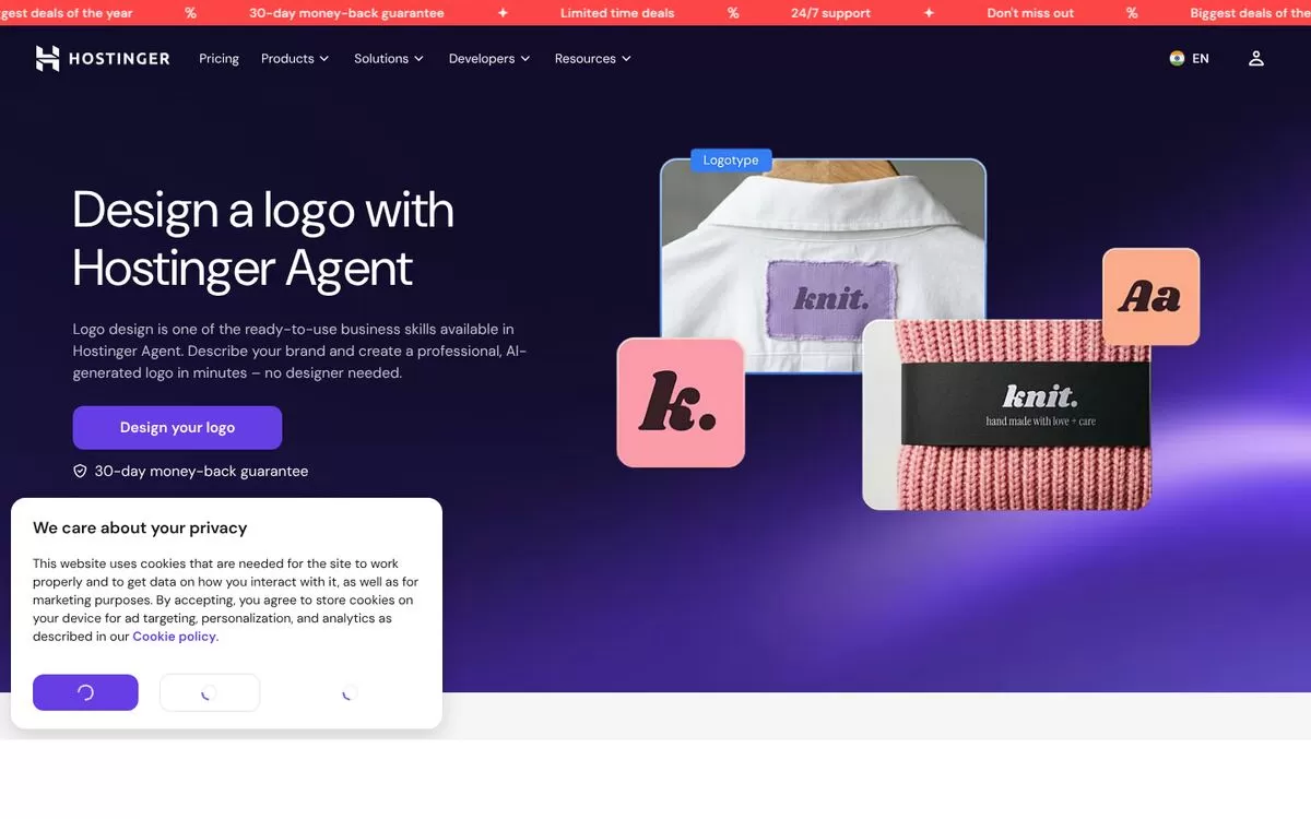 Hostinger AI Logo Maker website