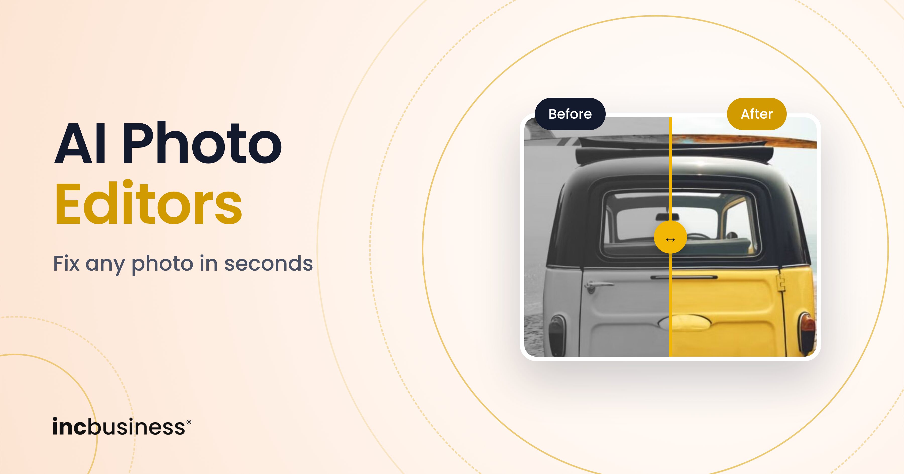 AI photo editors cover with a before and after photo split