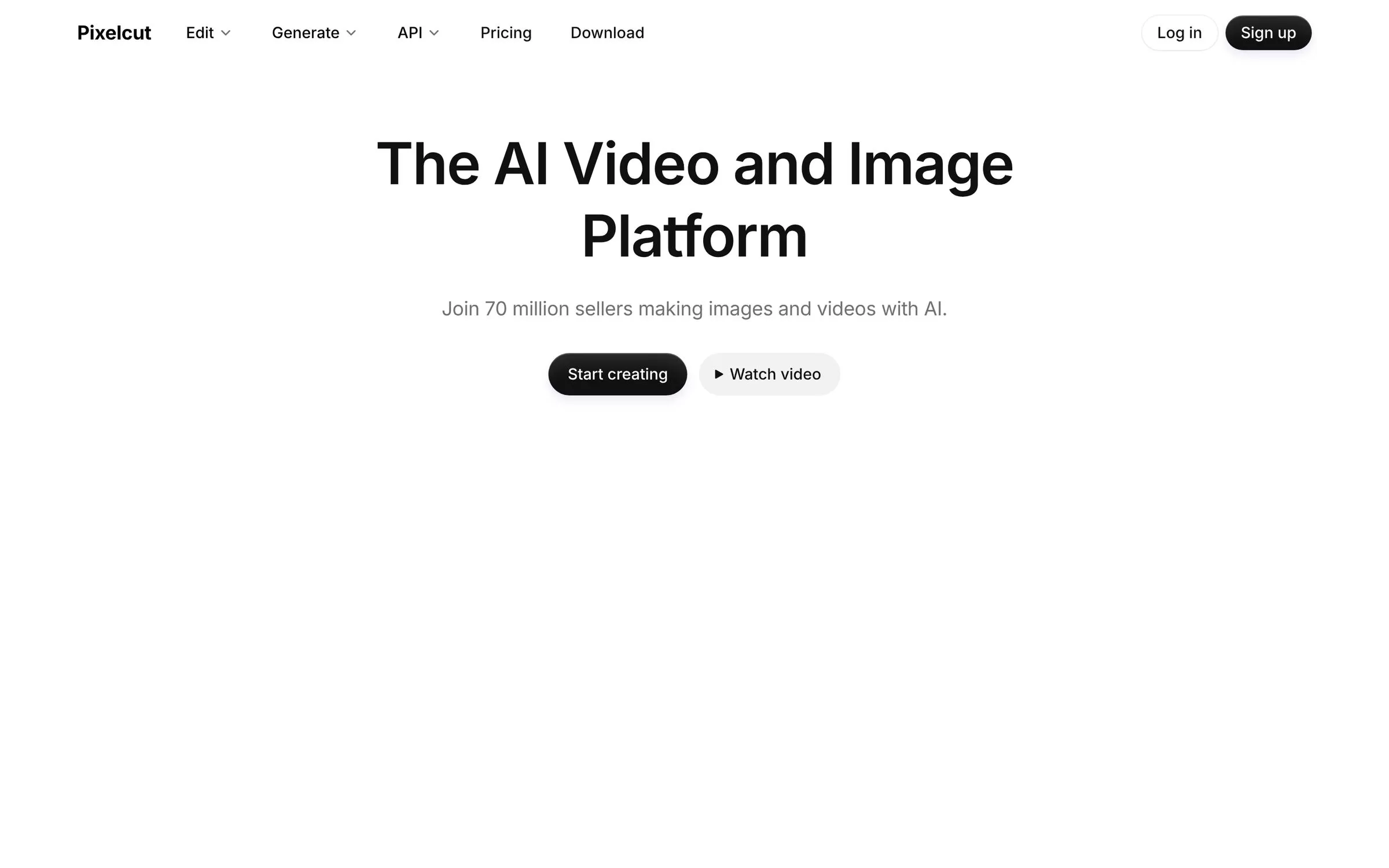 Pixelcut homepage for AI image editing, one of the best AI photo editors for quick cutouts