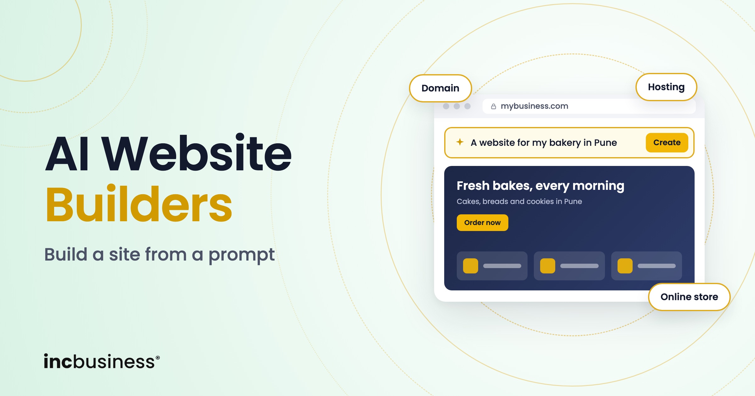 Browser window building a website from a prompt, cover for AI website builders