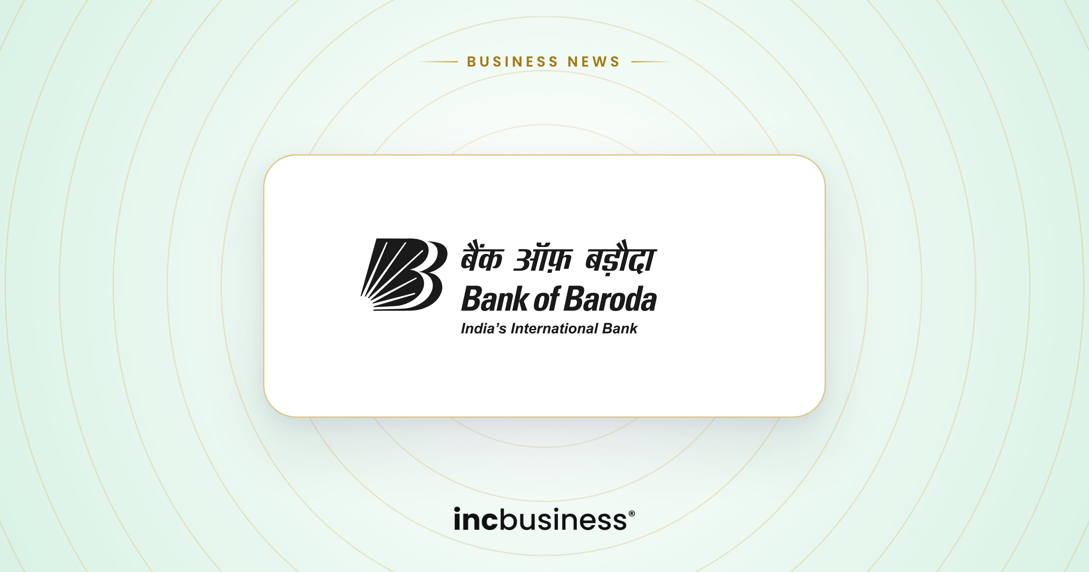 Bank of Baroda business news: the Bank of Baroda logo on a light background
