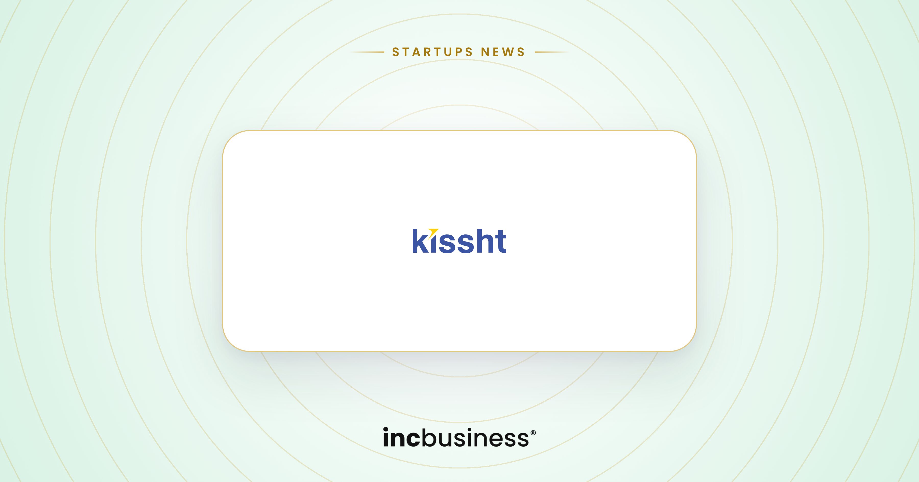Kissht startups news: the Kissht logo on a light background with gold rings