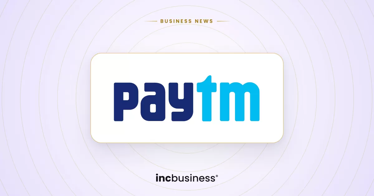 Paytm business news: the Paytm logo on a light incbusiness cover