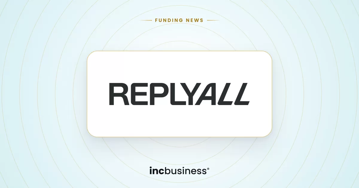 ReplyAll funding: the ReplyAll logo on a light background with the IncBusiness logo