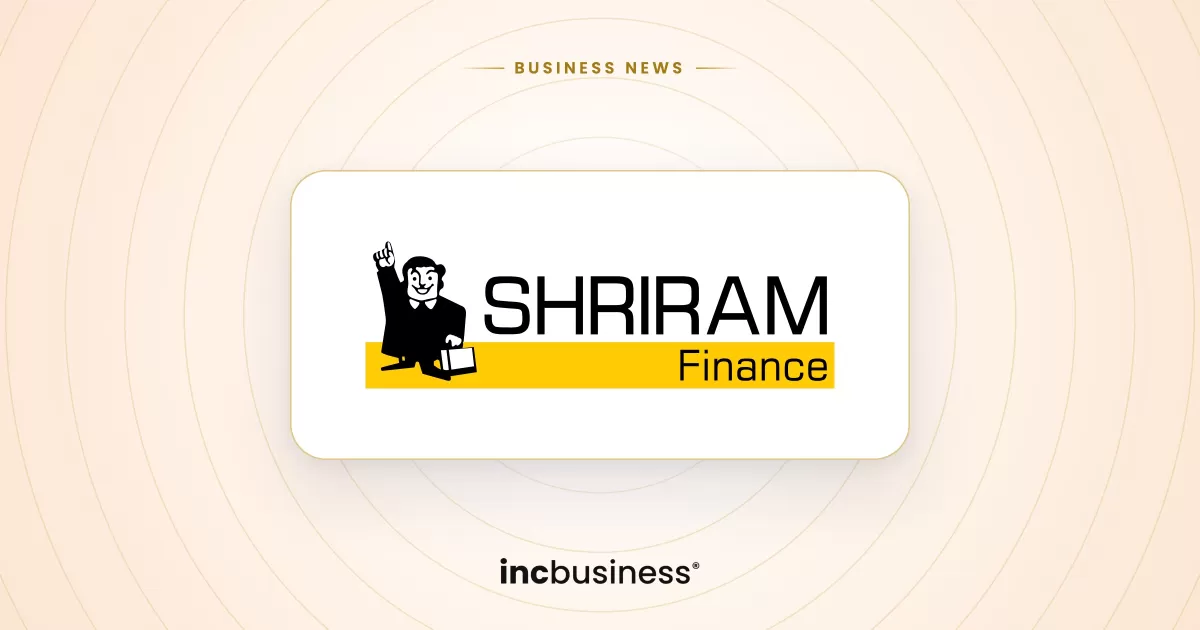 Shriram Finance results: the Shriram Finance logo on a light background with the incbusiness mark