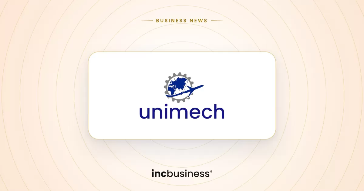 Unimech Aerospace results: the company logo with a globe, gear and aircraft above the name unimech