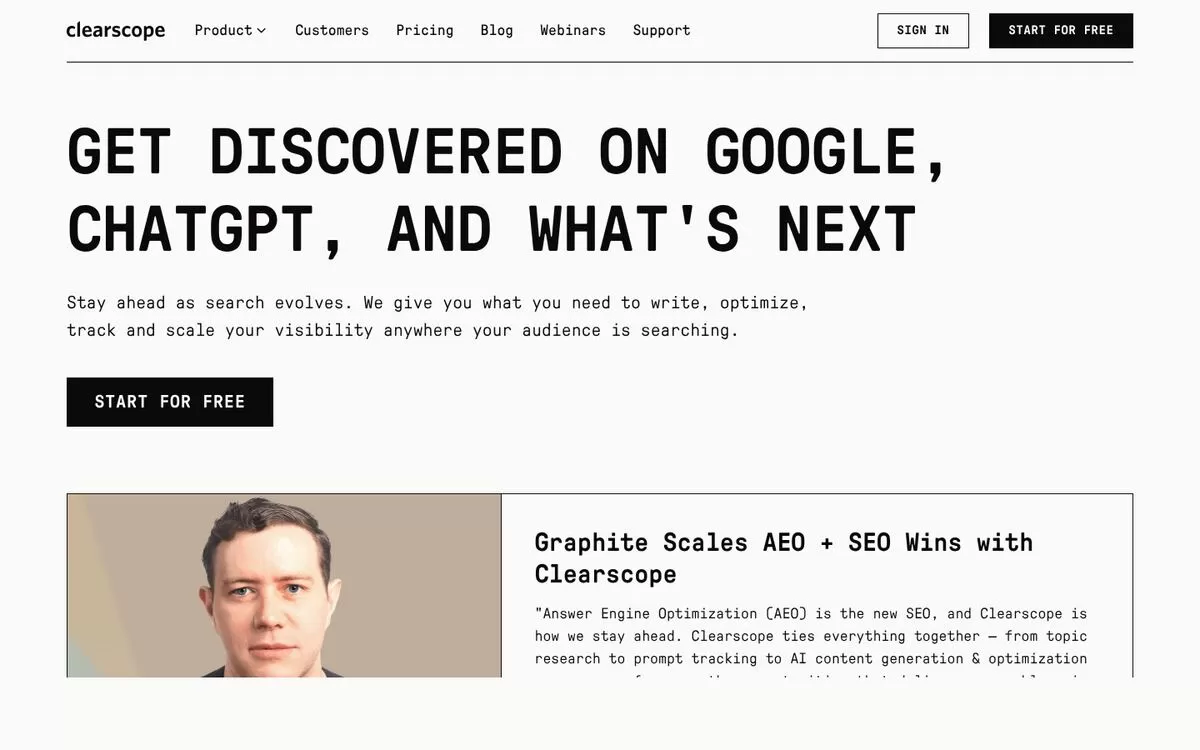Clearscope website