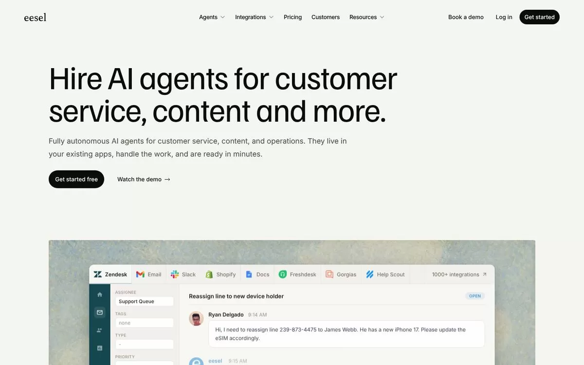 eesel AI website