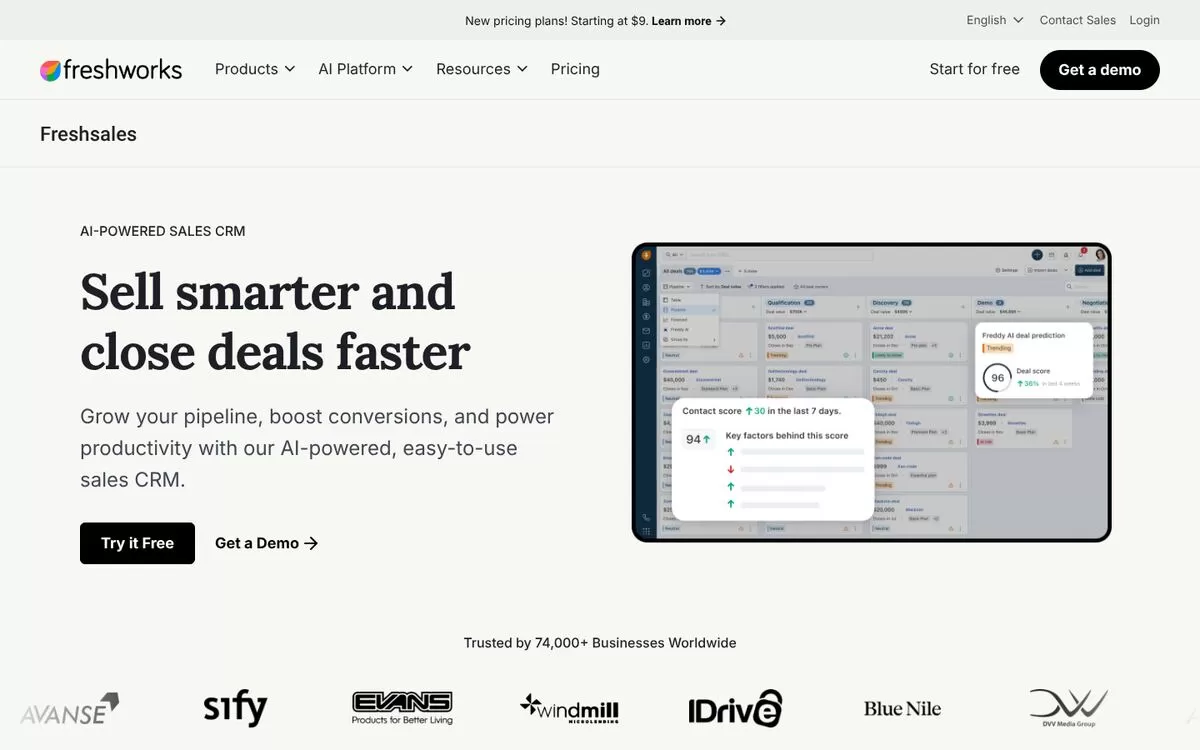 Freshsales website