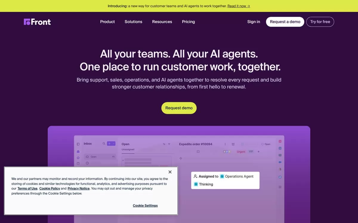 Front website