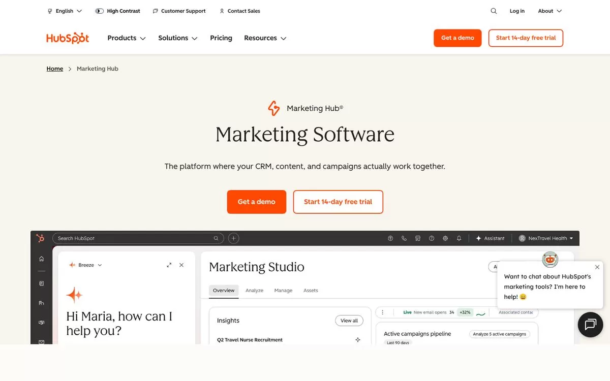 HubSpot Marketing Hub website