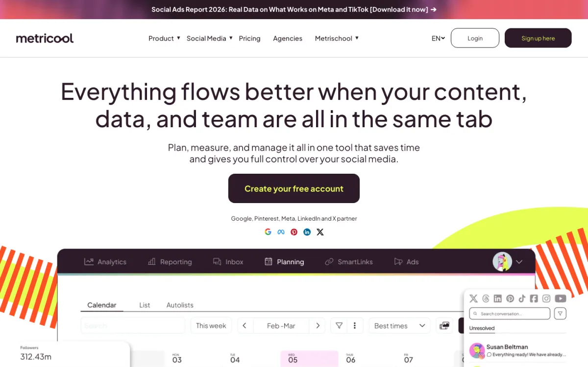 Metricool website