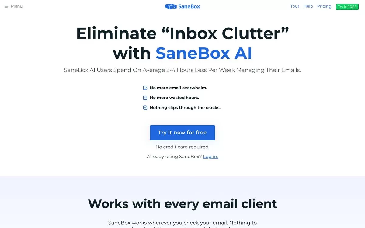 SaneBox website