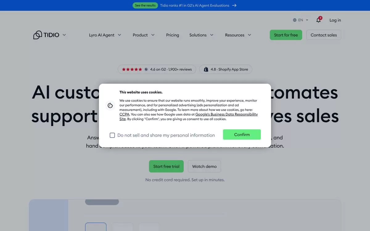 Tidio website