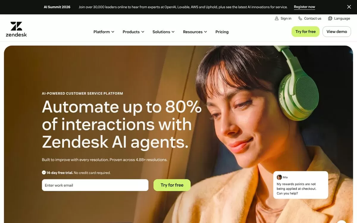 Zendesk website