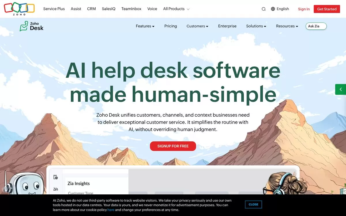 Zoho Desk website