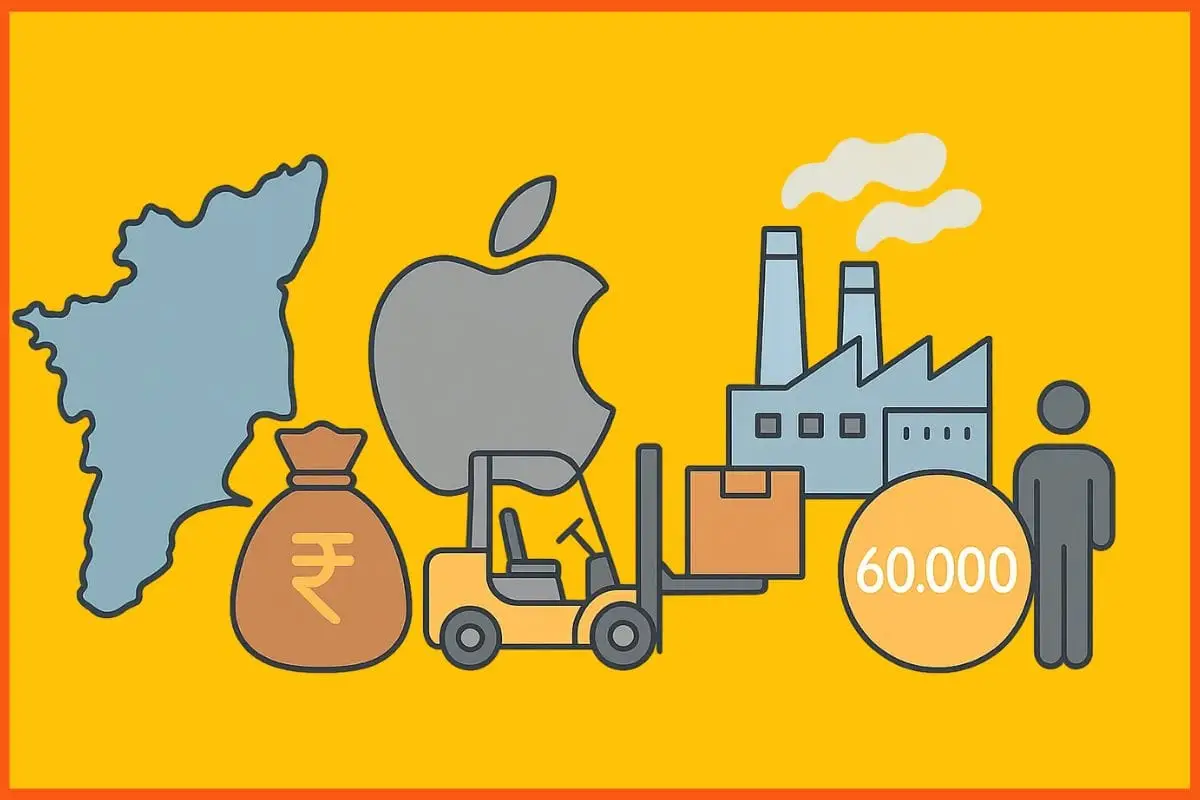 Apple Supply Chain Expands in Tamil Nadu with INR 30,000 Cr Investment, 60,000 Jobs Expected